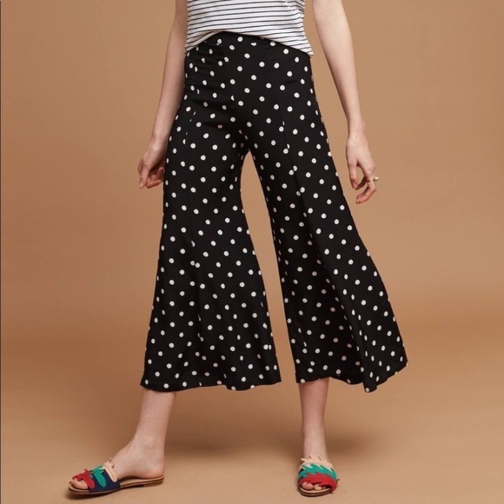 Anthropologie Maeve Canna Crop Wide Leg polka dot pants